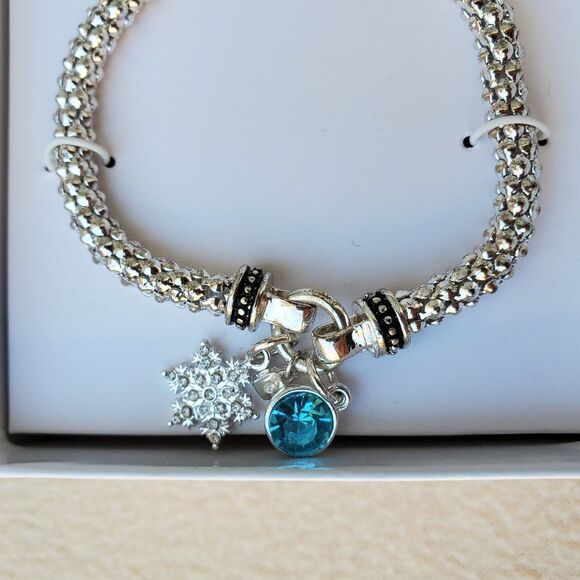 Nine West Bracelet with Snowflake and Blue Gem Charms - Picture 2 of 4